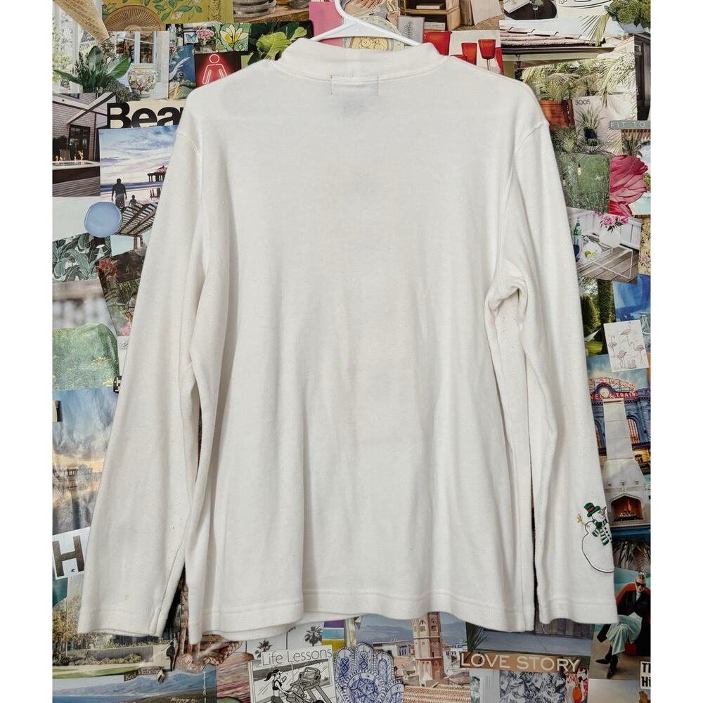 White Vintage Studio Joy Snowman Long Sleeve Tee XL - Picture 4 of 6